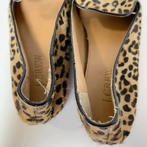 J.crew Addie Leopard Print Loafer Leather Calf Hair Smocking Shoes - Picture 7 of 11